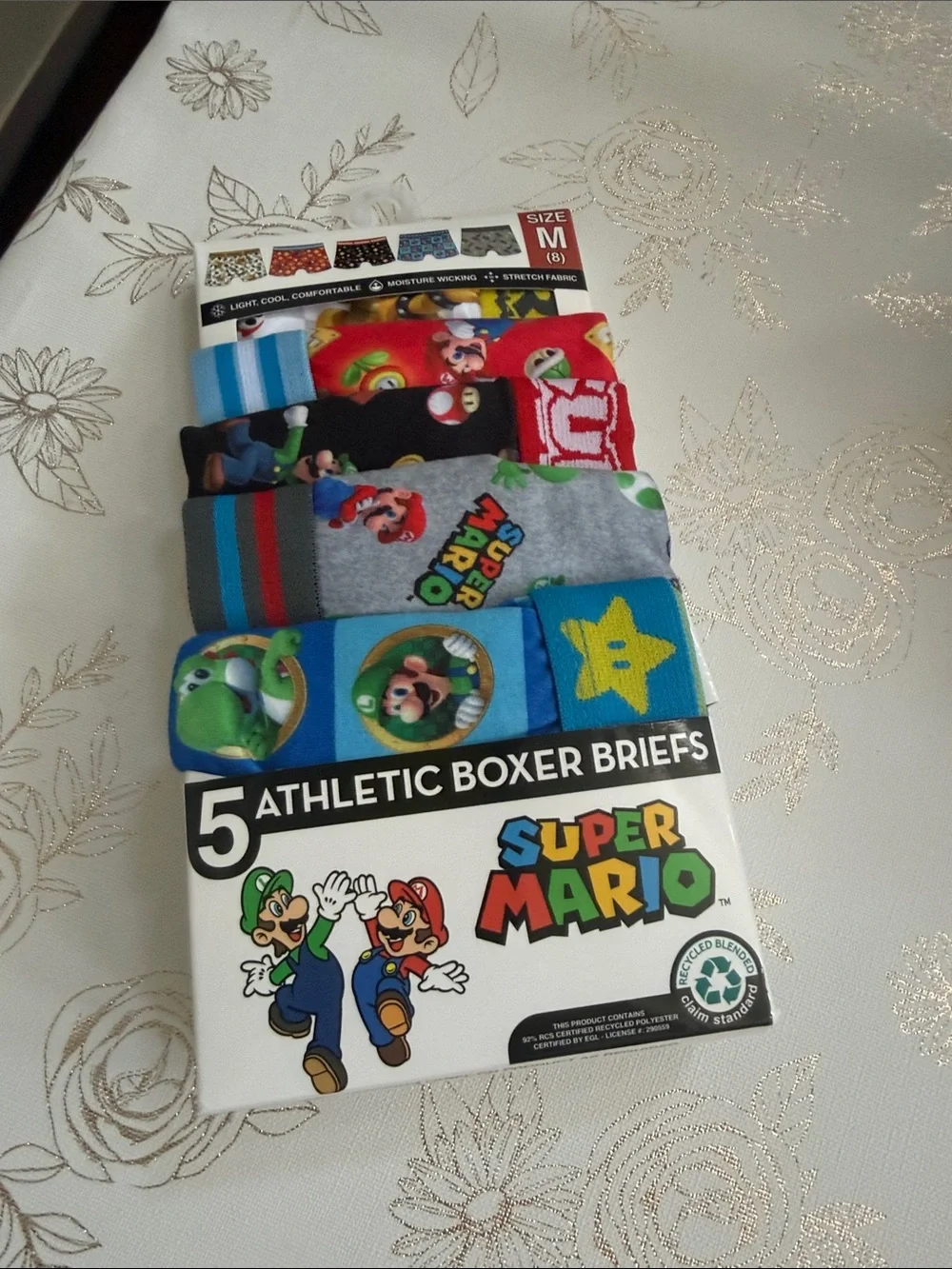 Super Mario Boys' Athletic Boxer Briefs 5-Pack - Size Medium (8)